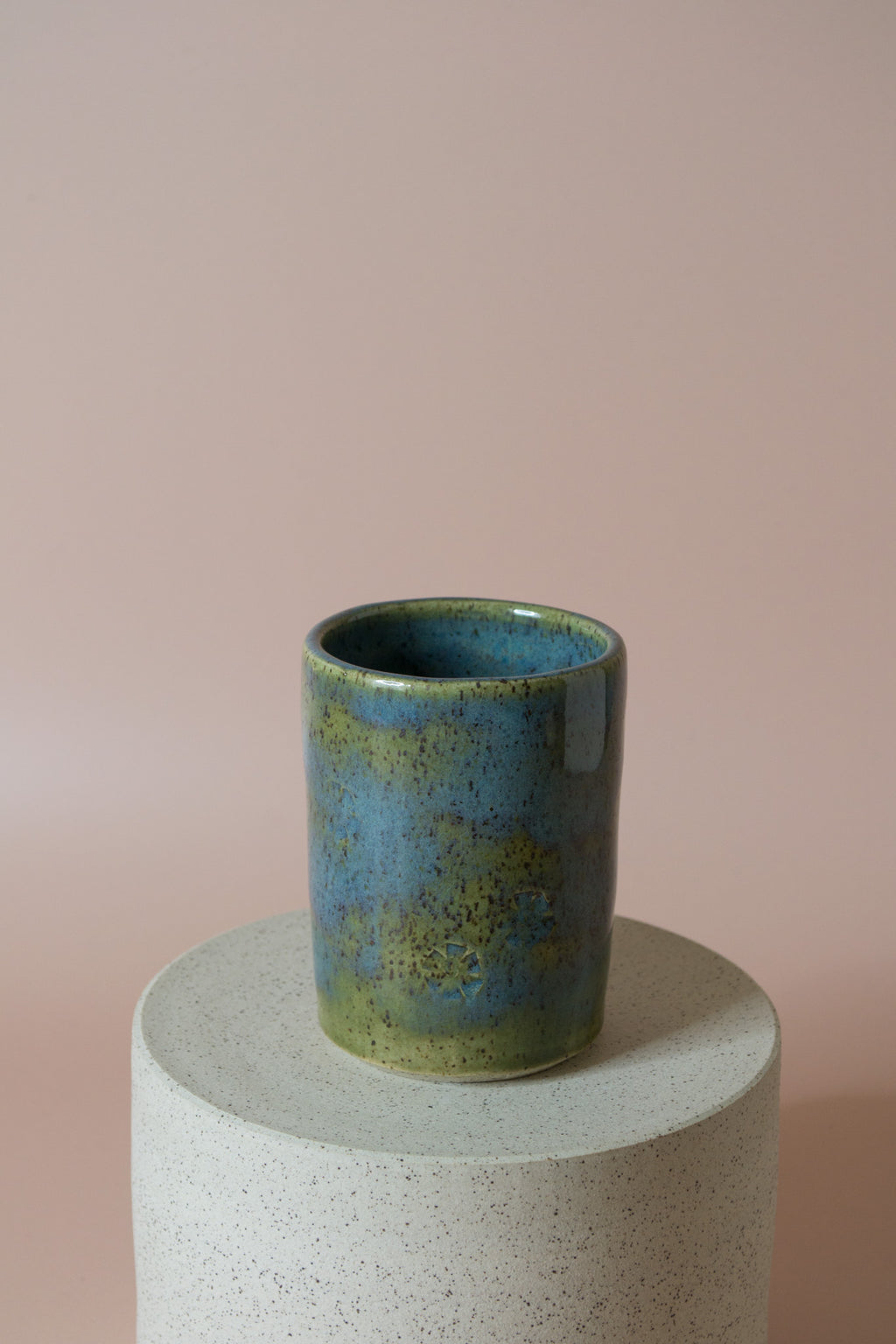 Stamped Flower Cup in Turquoise
