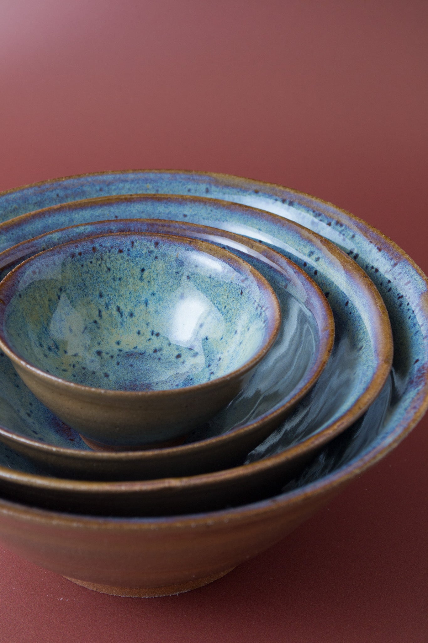 Naranja Bowl Set in Speckled Turquoise
