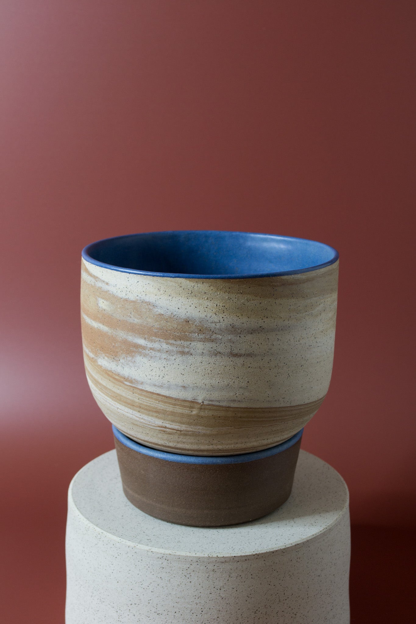 Medium Marbled Planter in Blue