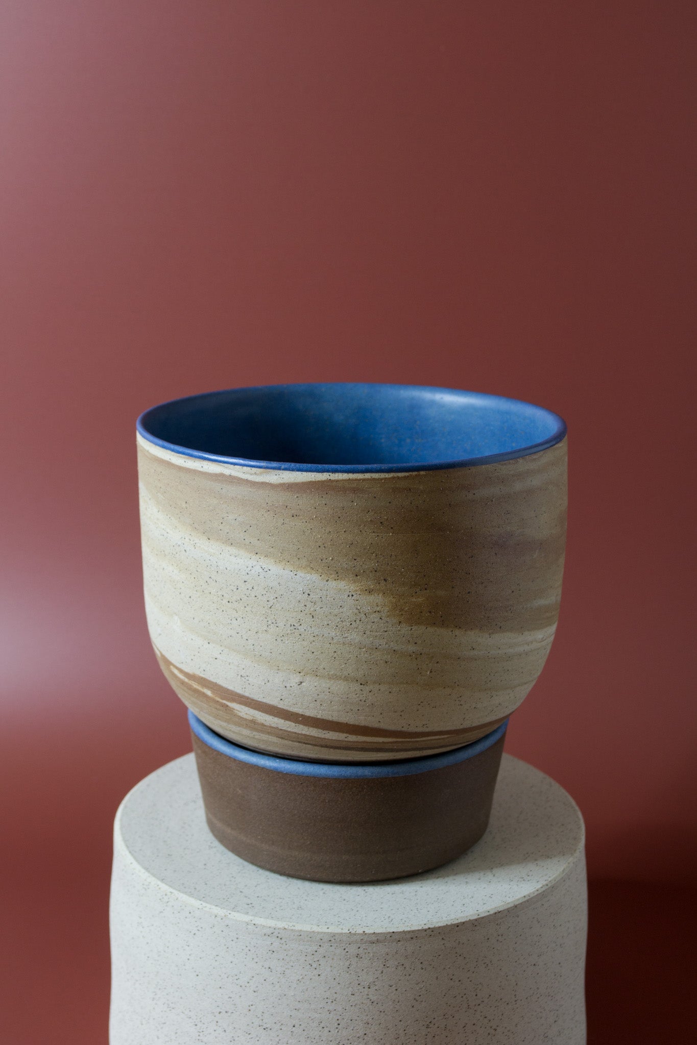 Medium Marbled Planter in Blue