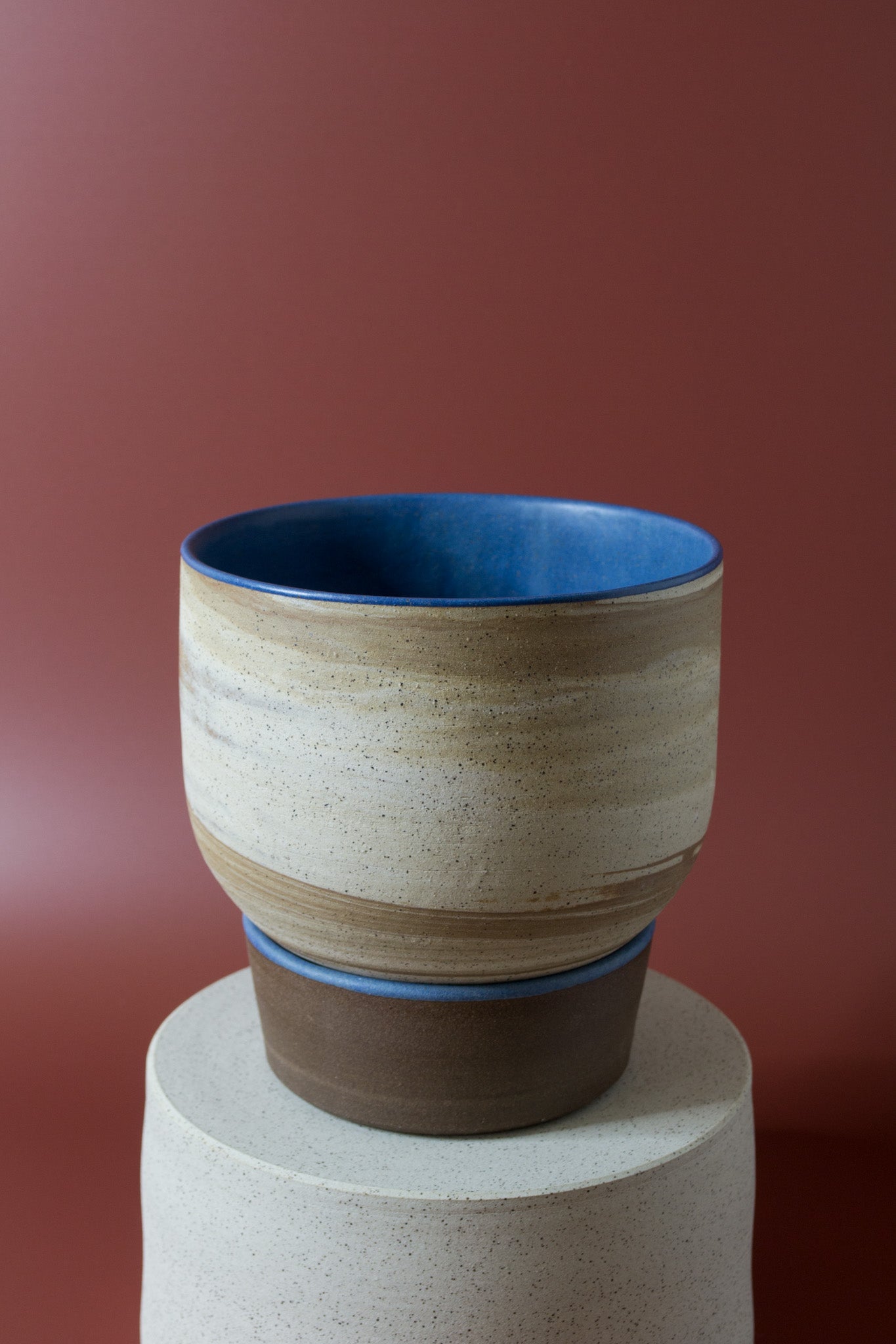 Medium Marbled Planter in Blue