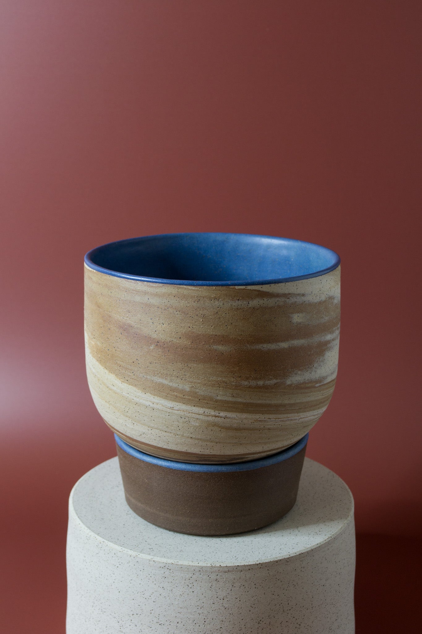 Medium Marbled Planter in Blue